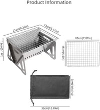 WINB Portable Folding BBQ Grill for 1-2 People - Mini Charcoal Grill for Camping, Compact Stainless Steel Fire Pit with Carry Bag, Outdoor Grill for Backyard, Hiking & Picnic (8.2X5.5 IN)