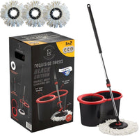 Requisite Needs Smart mop cleaning set – Black edition – Anti-splashing Strong And Sturdy Material – Easy Floor Moping System – 1x Bucket + 3 Replacement Mop Heads – 13 Liter (Mop + Bucket)