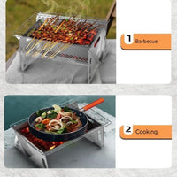 WINB Portable Folding BBQ Grill for 1-2 People - Mini Charcoal Grill for Camping, Compact Stainless Steel Fire Pit with Carry Bag, Outdoor Grill for Backyard, Hiking & Picnic (8.2X5.5 IN)