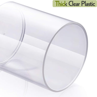 Clear Acrylic Qtip Holder Dispenser Set 4-Pack – Bathroom Vanity Storage Jars for Cotton Balls, Swabs, Pads, Floss Picks (10oz & 12oz)