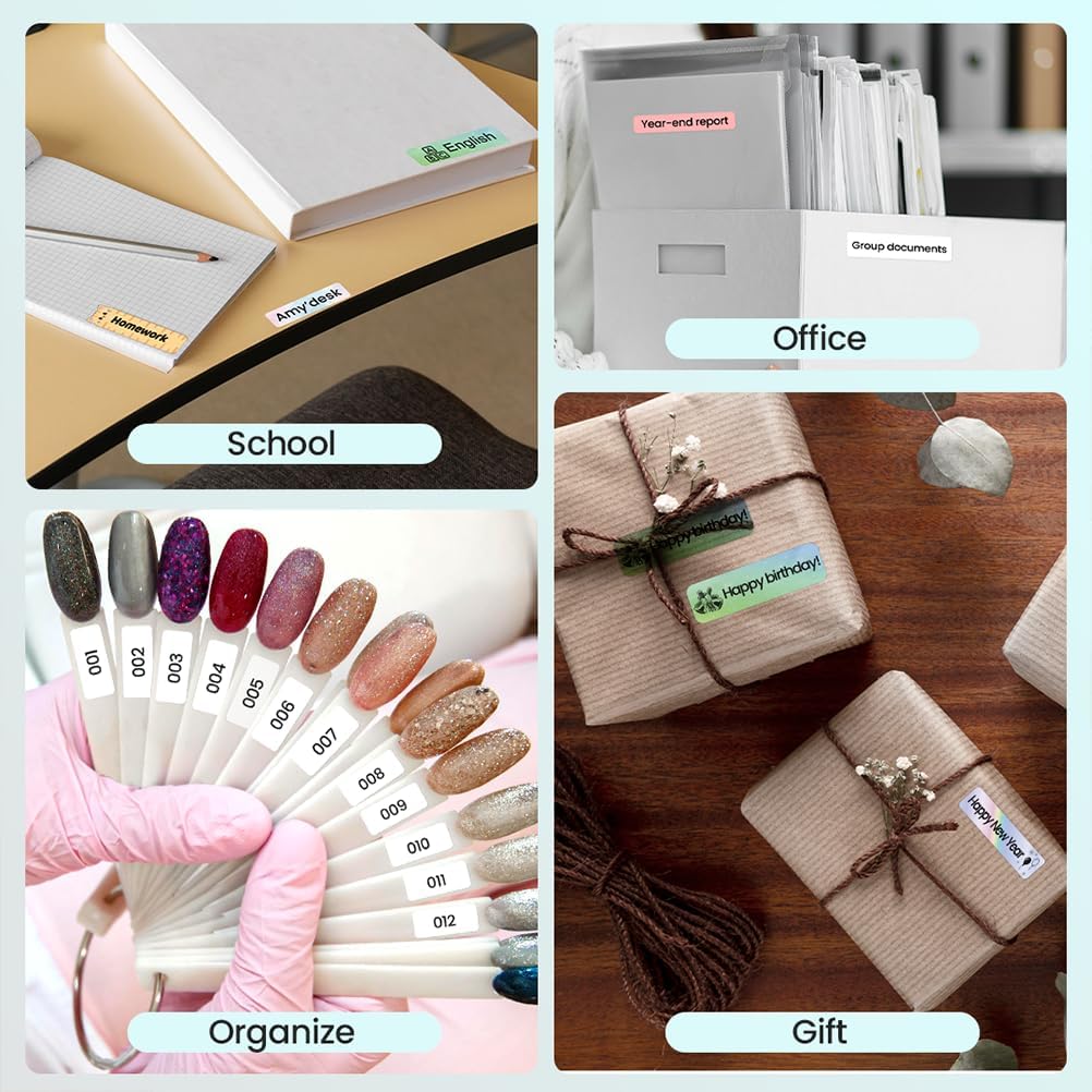 Phomemo Label Maker, D30 Portable Bluetooth Mini Label Printer Machine, Smartphone Handheld Thermal Sticker Small Labeler Multiple Templates Fonts Icon Inkless Custom Label for Home Kids, School Item