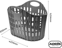 Addis Flat Easy Store Laundry Basket Hamper, Dark Grey, 38 Litre