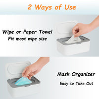 Wipes Dispenser, Wipe Holder for Baby & Adult, Seposeve Refillable Baby Wipe Container, Keeps Wipes Clean. Non-Slip, Easy Pull Wipes Pouch Case, Grey