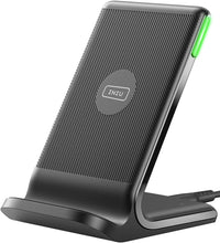 INIU Wireless Charger, 15W Fast Qi Certified Wireless Charging Station with Sleep-Friendly Adaptive Light Compatible with iPhone 16 15 14 13 Pro XS 8 Plus Samsung Galaxy S25 S24 S23 Note 20 Google etc
