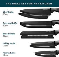 Home Hero Ultra-Sharp Stainless Steel Kitchen Knife Set - Chef Knives Set (11 pcs Set - Black with Sheath)