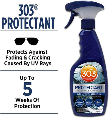 303 Products Automotive Protectant Spray - Helps Prevent Fading & Cracking, Repels Dust, Lint & Staining, Superior UV Protection & Restores Lost Color, Exterior & Interior Car Cleaning Supplies 16oz