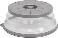 WVM Microwave Splatter Cover Vented for Food with Hook Hole, Splatter Guard & Colander Kitchen Gadget for Food, Meal Prep, Grey