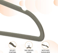 Basics 30-Pack Slim Velvet Non-Slip Suit Hangers – Space-Saving Clothes Hangers with Notched Shoulders & Sturdy Metal Core – Gray/Silver