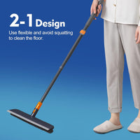 CLEANHOME Floor Scrubbing Brush with Squeegee/Handle,2-1 Bathroom Tile Cleaning Brush.Suitable for Cleaning Floors, Corner Gap, Patios,Indoor,Living Rooms, Swimming Pool，etc.