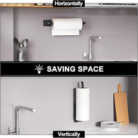 Paper Towel Holder - Self-Adhesive or Drilling, Matte Black, Upgraded Aluminum Kitchen Roll Dispenser Under Cabinet, Lighter but Stronger Than Stainless Steel!