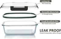 MCIRCO 24-Piece Glass Food Storage Containers with Snap Locking Lids, Glass Meal Prep Containers Set, Airtight Lunch Containers, Microwave, Oven,Freezer and Dishwasher Friendly