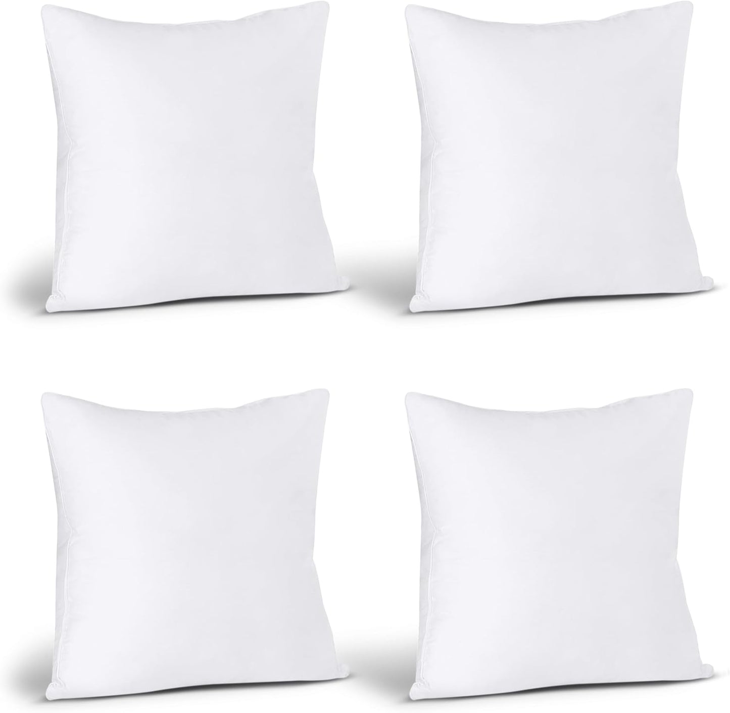Utopia Bedding Throw Pillows (Set of 4, White) – 18 x 18 Inches Down Alternative Pillows for Bed, Sofa, and Couch - Fluffy Decorative Stuffer Pillow for Indoors & Outdoors