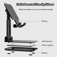 2 Pcs Cell Phone Stand, Adjustable Angle Height Phone Stand for Desk, Fully Foldable/Portable Phone Holder, Compatible for iPhone 16/15/14/13/12/Smartphones