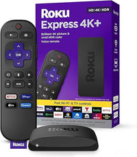 Roku Express 4K+ | Roku Streaming Device 4K/HDR with Voice Remote, Free & Live TV