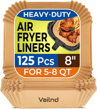 Air Fryer Paper Liners, 125Pcs Parchment Paper, Air Fryer Liners Disposable for Microwave, Non-Stick Air Fryer Liner Square Free of Bleach (8IN)