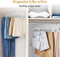 HOUSE DAY 12-Pack 14" Clear Plastic Skirt Hangers with Clips & Swivel Hook - Cart Shape