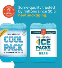 Healthy Packers Slim Ice Packs for Lunch Boxes & Coolers – Reusable, Long-Lasting Freezer Packs for Travel, Beach, Camping, and Office Use (Set of 4)