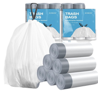 120 Counts 1.6 Gallon Mini Drawstring Trash Bags, Small Garbage Bags by KSSKSS, Code a fit 4.5-8 Liter, 1.2-2 Gal, White Trash Bin Liners for Home Office Kitchen Bathroom Bedroom