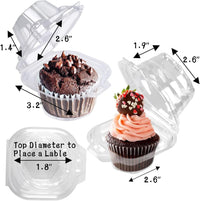 50 Pack Individual Cupcake Containers Plastic Cupcake Boxes Cupcake Holders Stackable Deep Dome Cupcake Carrier