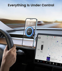 VICSEED Tesla Phone Mount【Strongest Magnet Power】Foldable Hidden Tesla Phone Holder Fit for All Phone, Tesla Model 3 Model Y for MagSafe Car Mount, Tesla Model 3 Accessories, Tesla Model Y Accessories