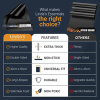 Oven Liners for Bottom of Oven (2 Pack) - Universal Non-Stick Liner for Fan Assisted Cooking, 32 x 50 cm Kitchen Essentials, Protector Sheets, Save Time & Clean Easily (Black)