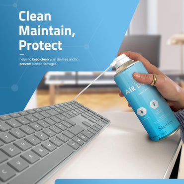 Sterlix Air Duster Can Compressed Air Spray Can Dust Cleaner PC, Keyboard, Electronic Devices & Car Cleaning Protect, 2 x 400ml, Packaging May Vary