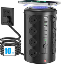 21 in 1 Tower Power Strip Surge Protector with 16 Outlets and 5 USB Ports (2 USB-C), 6FT Extension.