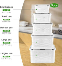 5 PCS Large Fruit Containers for Fridge - Leakproof Food Storage Containers with Removable Colander - Dishwasher & microwave safe Produce Containers Keep Fruits, Vegetables, Berry, Meat Fresh longer