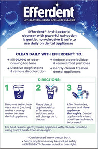 Efferdent Retainer Cleaning Tablets, Denture Cleaning Tablets for Dental Appliances, Minty Fresh & Clean, 126 Count