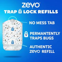 Zevo Flying Insect Trap Refill - for The Zevo MAX & Standard Indoor Fly Trap - Catch Gnats, House & Fruit Flies - Easy to Use - Mess-Free Disposal (4 Refill Cartridges)