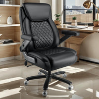 600LBS Large Heavy Duty Office Chair with 5D Flip Arms,Comfy Big and Tall Executive Office Desk Chair with Pocket Spring Cushion,High Back Computer Chair with Lumbar Support,Dual Rubber Wheel