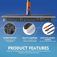 CLEANHOME Floor Scrubbing Brush with Squeegee/Handle,2-1 Bathroom Tile Cleaning Brush.Suitable for Cleaning Floors, Corner Gap, Patios,Indoor,Living Rooms, Swimming Pool，etc.