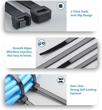 Zip Ties Assorted Sizes(4”+6”+8”+12”), 400 Pack, Black Cable Ties, UV Resistant Wire Ties by ANOSON - Cart Shape