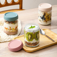 NETANY 6-pack 16 oz Overnight Oats Containers with Lids, Glass jars with Airtight Lids, Wide mouth Mason Salad jars, Glass Food Storage Containers for Snacks Yogurt Spice Sugar