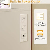 Vanity Desk with Mirror and Lights, Makeup Vanity Desk with Lights 3 Colors, Transparent Top Vanity with 2 RGB Drawers, 6 Shelves, Large Tempered Cabinet, Power Outlet, for Bedroom, White