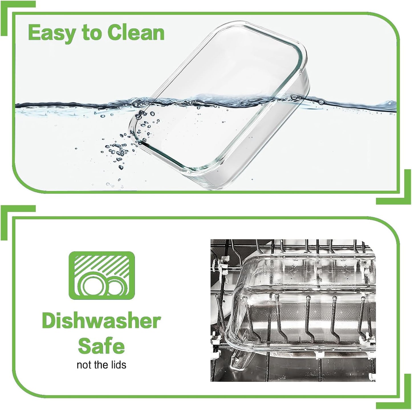 8 Pack 36oz Large Glass Meal Prep Containers with lids, Glass Food Storage Containers with Leak Proof Snap Lock Lids , Airtight Bento lunch Boxes, Kitchen Storage, Oven, Freezer and Dishwasher Safe