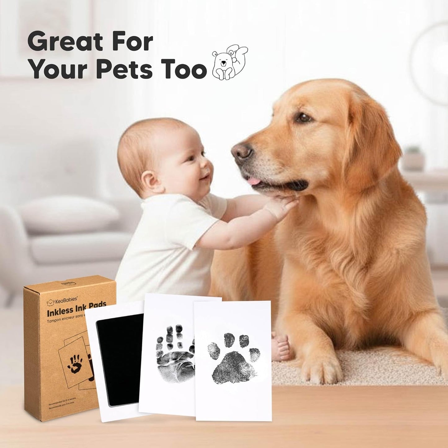 4-Pack Inkless Baby Hand and Footprint Kit - Mess Free Ink Pad for Newborn Keepsake, Dog Nose & Paw Print Kit, Clean Touch Ink Pad for Baby Hand & Footprints, Ideal New Mom Gifts (Jet Black)