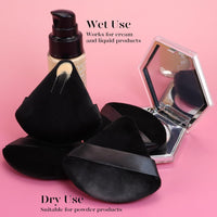 BEAKEY 12pcs Triangle Powder Puffs for Loose Powder & Foundation Makeup - Cart Shape
