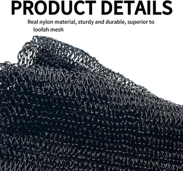 African Net Sponge Authentic, African Exfoliating Sponge Real African Net Black Owned, African Bath Sponge Back Scrubber, Body Exfoliator Shower Bath Accessories (Black)