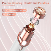 Vexloria Facial Hair Remover for Women, Face Hair Trimmer, Rechargeable Women's Facial Shaver, Painless Lady Shavers for Women for Face Hair, Upper Lips, Peach Fuzz, Bikini Body-White