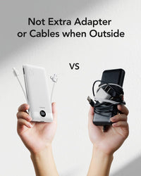 VEGER Portable Charger for iPhone Built in Cables and Wall Plug, 10000mah Slim Fast Charging USB C Power Bank, Travel Essential Battery Pack Compatible with iPhones, iPad, Samsung More Devices(White)