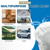 4 Gallon Trash Bags Drawstring 1.1 Mil - 120 Count White Small Garbage Bags Unscented for Bathroom, 15 Liter Thick Plastic Wastebasket Liners for Toilet Home Office and Bedroom