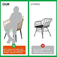 3 Piece Patio Bistro Set, Outdoor Wicker Apartment Balcony Furniture Sets, Rattan Table and Chairs Set of 2 for Porch Backyard Lawn Poolside Deck, Beige