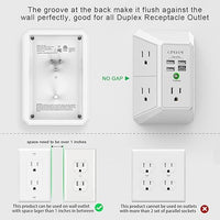 Wall Charger, Surge Protector, QINLIANF 5 Outlet Extender with 4 USB Charging Ports (4.8A Total) 3-Sided 1680J Power Strip Multi Plug Adapter Spaced for Home Travel Office (3U1C)