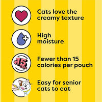 Temptations Creamy Puree with Chicken, Salmon, and Tuna Variety Pack of Lickable, Squeezable Cat Treats, 0.425 Oz Pouches, 24 Count