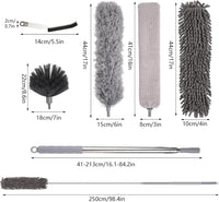 Feather Duster,7 PCS Extendable Bendable Washable Cobweb Brush with Extension Pole Up to 100'', Long Feather Duster for Cleaning Ceiling Fan,High Ceiling,Furniture