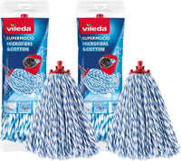 Vileda Supermocio Micro and Cotton Mop Refill, White, 18 x 10 x 37 cm, Pack of 2