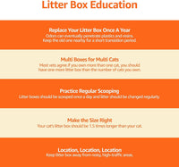 Basics Large Cat Litter Box with High Sides, Open Top, Includes Scoop, 19 x 15 x 11.75 inches, Grey/Beige