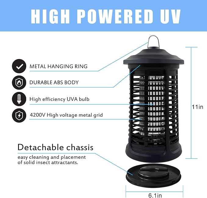 Electric Bug Zapper Indoor/Outdoor, 4200V High Powered Mosquito Zappers Killer, Waterproof Insect Fly Swatter Zapper Mosquito Trap Outdoor, Fly Traps, Insect Killer for Home,Garden,Backyard, Camping - Cart Shape