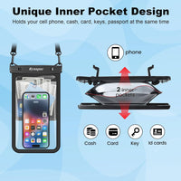 Large Waterproof Phone Pouch Bag - 2 Pack Waterproof Phone Case for iPhone 16 15 14 Pro Max Galaxy S25 S24 Ultra, IPX8 Cellphone Water Protector Pouch Beach Essentials Travel Must Haves
